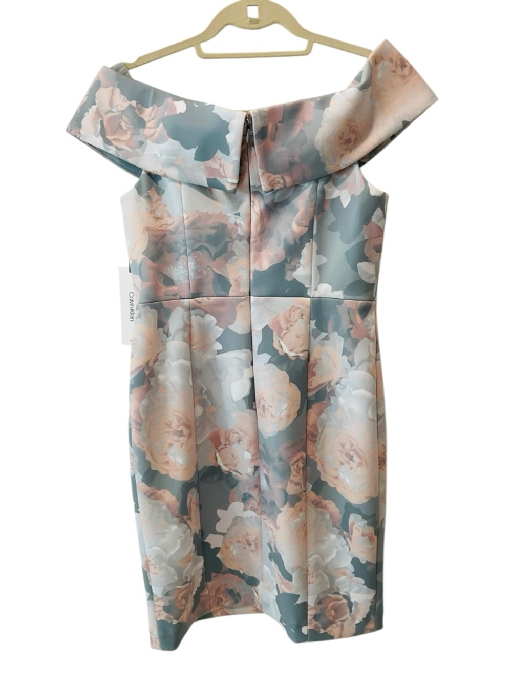 Calvin Klein Floral Off Shoulder Sheath Dress 10P Romantic Feminine NWT - Picture 4 of 9